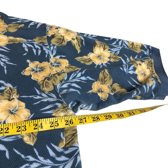 Vintage OP Sport Hawaiian Polo Shirt Mens XL Floral Retro Beach Aloha 90s Waffle - Picture 14 of 14